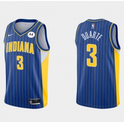 Men Indiana Pacers 3 Chris Duarte 2020 21 Blue City Edition Swingman Stitched Jersey