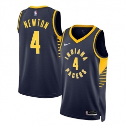 Men Indiana Pacers 4 Tristen Newton Navy 2024 Draft Icon Edition Stitched Basketball Jersey