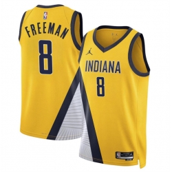Men Indiana Pacers 8 Enrique Freeman Yelllow 2024 Draft Statement Edition Stitched Basketball Jersey