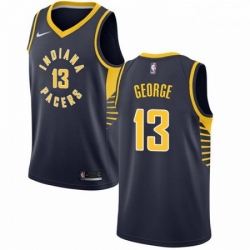 Mens Nike Indiana Pacers 13 Paul George Authentic Navy Blue Road NBA Jersey Icon Edition