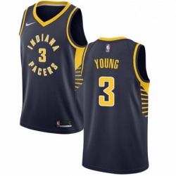 Mens Nike Indiana Pacers 3 Joe Young Authentic Navy Blue Road NBA Jersey Icon Edition