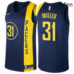 Mens Nike Indiana Pacers 31 Reggie Miller Authentic Navy Blue NBA Jersey City Edition