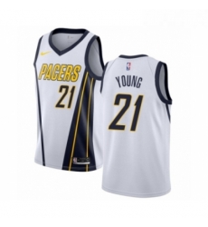 Youth Nike Indiana Pacers 21 Thaddeus Young White Swingman Jersey Earned Edition