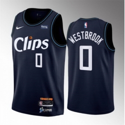 Men Los Angeles Clippers 0 Russell Westbrook Navy 2023 24 City Edition Stitched Jersey
