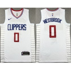 Men Los Angeles Clippers 0 Russell Westbrook White 2023 Association Edition Stitched Jersey