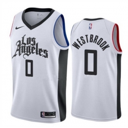 Men Los Angeles Clippers 0 Russell Westbrook White City Edition Stitched Jersey