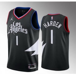 Men Los Angeles Clippers 1 James Harden Black Statement Edition Stitched Jersey II