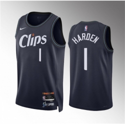 Men Los Angeles Clippers 1 James Harden Navy 2023 24 City Edition Stitched Jersey