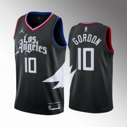 Men Los Angeles Clippers 10 Eric Gordon Black Statement Edition Stitched Jersey