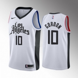 Men Los Angeles Clippers 10 Eric Gordon White City Edition Stitched Jersey