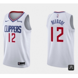 Men Los Angeles Clippers 12 Eric Bledsoe White Association Edition Stitched Basketball Jersey