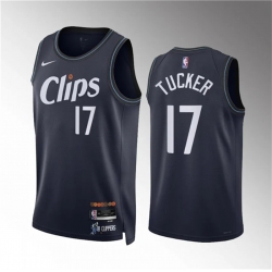 Men Los Angeles Clippers 17 P J  Tucker Navy 2023 24 City Edition Stitched Jersey