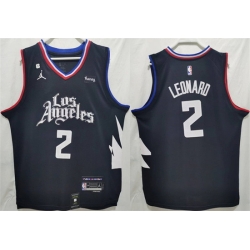 Men Los Angeles Clippers 2 Kawhi Leonard Black Stitched Jersey