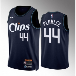 Men Los Angeles Clippers 44 Mason Plumlee Navy 2023 24 City Edition Stitched Jersey