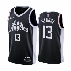 Men Nike Los Angeles Clippers 13 Paul George Black NBA Swingman 2020 21 City Edition Jersey