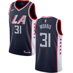Men Nike Los Angeles Clippers 31 Marcus Morris Navy NBA Swingman City Edition 2018 19 Jersey