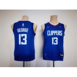 Youth Los Angeles Clippers 13 Paul George Royal Stitched Basketball Jersey