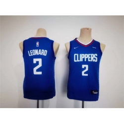 Youth Los Angeles Clippers 2 Kawhi Leonard Royal Stitched Basketball Jersey