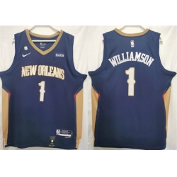 Men New Orleans Pelicans 1 Zion Williamson Navy Stitched Basketball Jersey