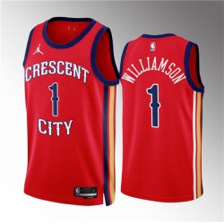 Men New Orleans Pelicans 1 Zion Williamson Red 2022 23 Statement Edition Stitched Basketball Jersey