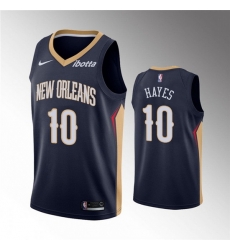 Men New Orleans Pelicans 10 Jaxson Hayes Navy Icon Edition Stitched Jersey