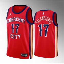 Men New Orleans Pelicans 17 Jonas Valanciunas Red 2022 23 Statement Edition Stitched Basketball Jersey