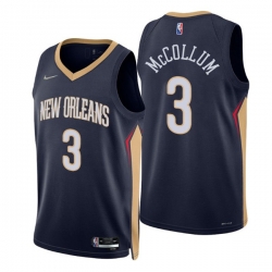 Men New Orleans Pelicans 3 C J  McCollum Navy Icon Edition Stitched Jerse