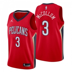 Men New Orleans Pelicans 3 C J  McCollum Red Statement Edition Stitched Jerse