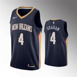 Men New Orleans Pelicans 4 Devonte 27 Graham Navy Icon Edition Stitched Jersey