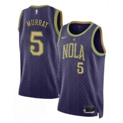 Men New Orleans Pelicans 5 Dejounte Murray Purple 2024 25 City Ediiton Stitched Basketball Jersey