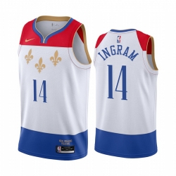 Men Nike New Orleans Pelicans 14 Brandon Ingram White NBA Swingman 2020 21 City Edition Jersey