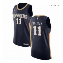 Mens Nike New Orleans Pelicans 11 Jrue Holiday Authentic Navy Blue Road NBA Jersey Icon Edition