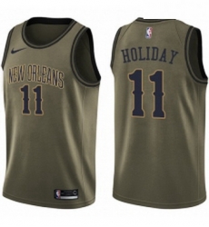 Youth Nike New Orleans Pelicans 11 Jrue Holiday Swingman Green Salute to Service NBA Jersey