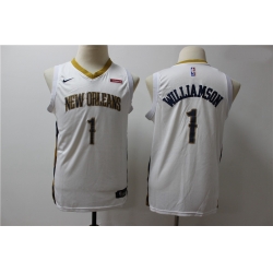 Youth Pelicans 1 Zion Williamson White Youth Nike Swingman Jersey