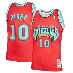 Men Adidas Memphis Grizzlies 10 Mike Bibby Authentic Red Throwback NBA Jersey