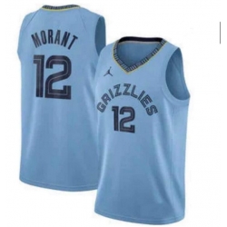 Men Jordan Brand Memphis Grizzlies 12 Ja Morant Light Blue Basketball Swingman Statement Edition Jersey