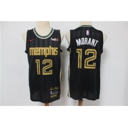 Men Memphis Grizzlies 12 Ja Morant Black 2020 21 City Edition Nike Swingman Jersey