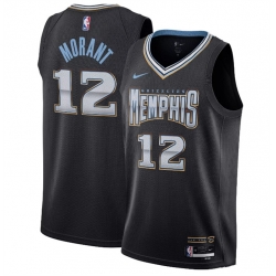 Men Memphis Grizzlies 12 Ja Morant Black 2022 23 City Edition Stitched Basketball Jersey