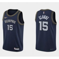 Men Memphis Grizzlies 15 Brandon Clarke 2021 22 City Edition Navy 75th Anniversary Stitched Jersey