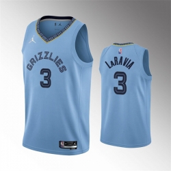 Men Memphis Grizzlies 3 Jake LaRavia Light Blue 75th Anniversary Statement Edition Stitched Basketball Jersey
