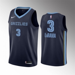 Men Memphis Grizzlies 3 Jake LaRavia Navy City Edition Stitched Basketball Jersey