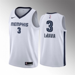 Men Memphis Grizzlies 3 Jake LaRavia White Swingman Stitched Basketball Jersey