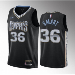 Men Memphis Grizzlies 36 Marcus Smart Black 2023 City Edition Stitched Basketball Jersey