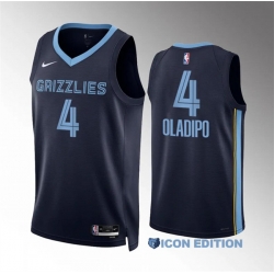 Men Memphis Grizzlies 4 Victor Oladipo Navy Icon Edition Stitched Jersey