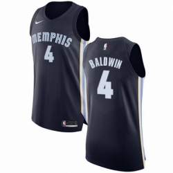 Mens Nike Memphis Grizzlies 4 Wade Baldwin Authentic Navy Blue Road NBA Jersey Icon Edition 