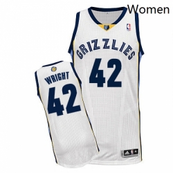 Womens Adidas Memphis Grizzlies 42 Lorenzen Wright Authentic White Home NBA Jersey