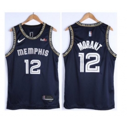 Youth Memphis Grizzlies 12 Ja Morant 75th Anniversary 2021 Navy Swingman Stitched Jersey