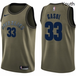 Youth Nike Memphis Grizzlies 33 Marc Gasol Swingman Green Salute to Service NBA Jersey