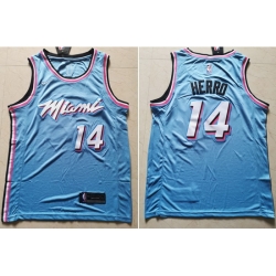 Heat 14 Tyler Herro Light Blue Nike City Edition Swingman Jersey