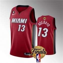 Men Miami Heat 13 Bam Adebayo Red 2023 Finals Statement Edition With NO 6 Patch Stitched Basketball Jersey